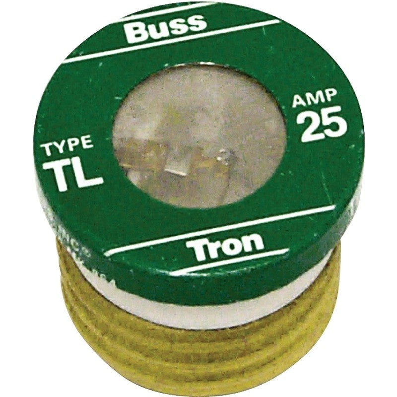 Bussmann TL-25 Plug Fuse, 25 A, 125 V, 10 kA Interrupt, Plastic Body, Time Delay Fuse, Low Voltage