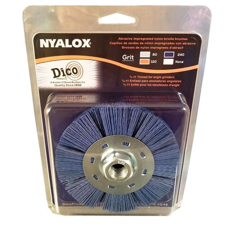 Dico 7200079 Wheel Brush, Nyalox Bristle, 4-1/2 in Dia, 5/8-11 Arbor/Shank