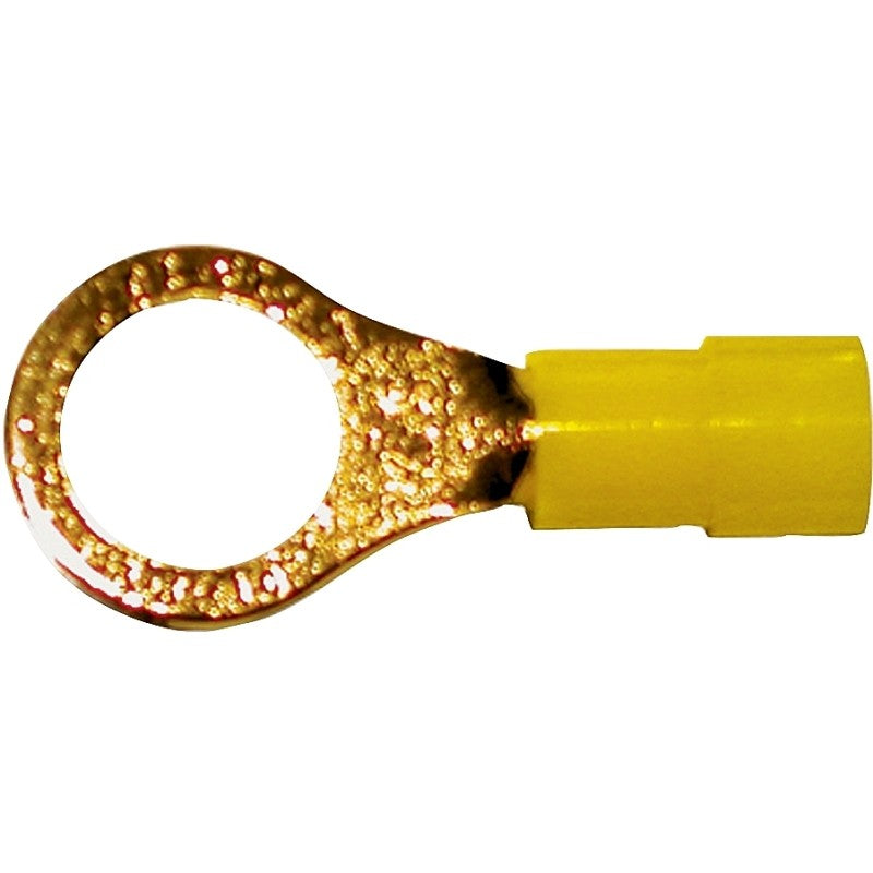 Calterm 65637 Ring Terminal, 12 to 10 AWG Wire, Nylon Insulation, Black/Red