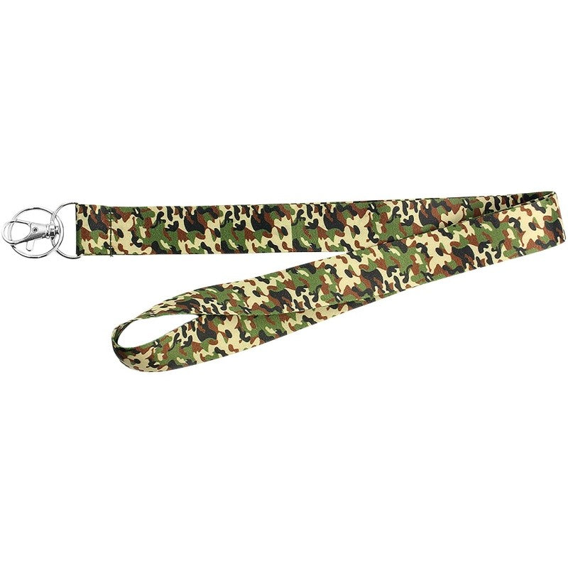 Hy-Ko 2GO Series LAN-102 Lanyard, 18 in L, 1 in W, Polyester, Camouflage, Clip End (Pack of 5)