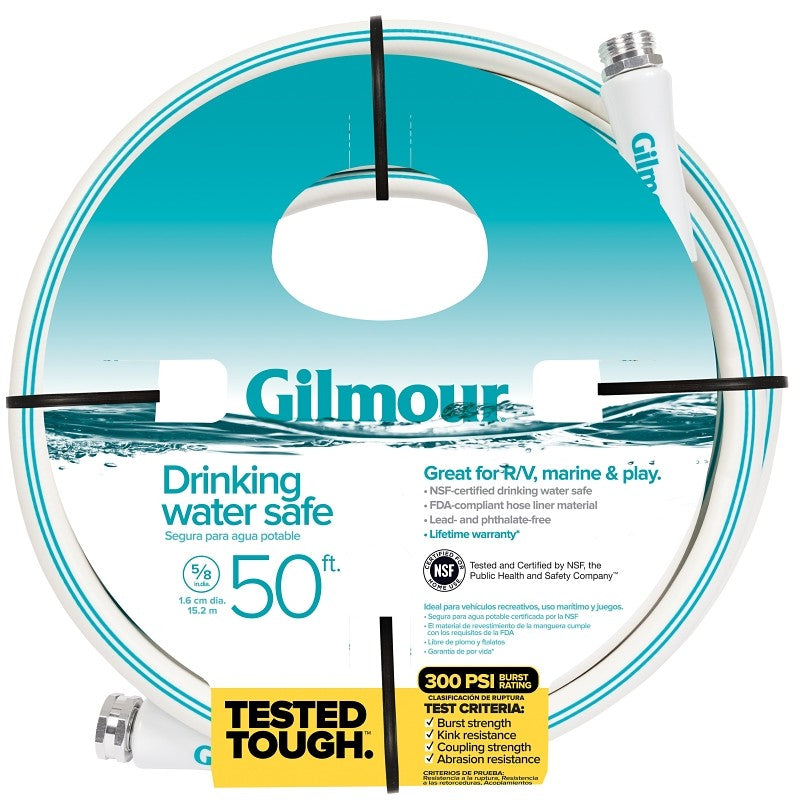 Gilmour 894501-1001 Safe Hose, 5/8 in ID, 50 ft L, White