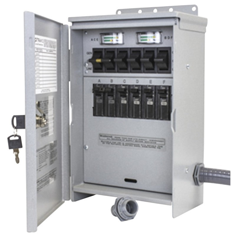 Reliance Controls Pro/Tran 2 Series R306A Transfer Switch, 1-Phase, 30/60 A, 125/250 V, 6, 3-Circuit, 6-Breaker
