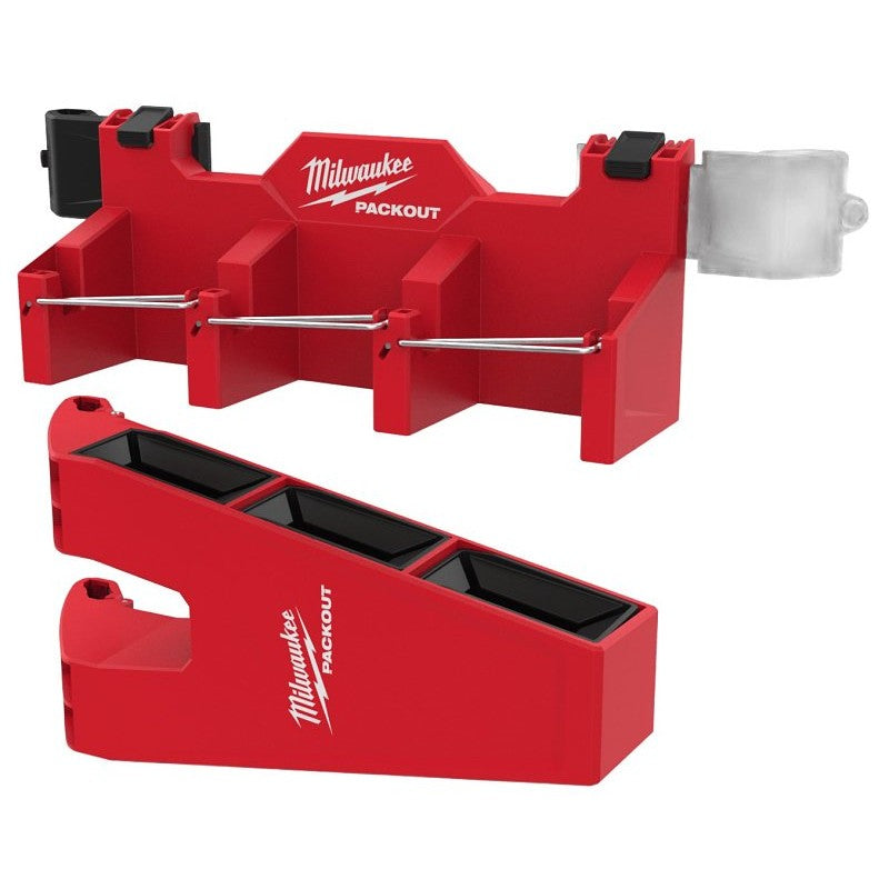 Milwaukee PACKOUT 48-22-8607 Tool Box Long Tool Holder Attachment, 25 lb, 3-Compartment, Polypropylene, Black/Red