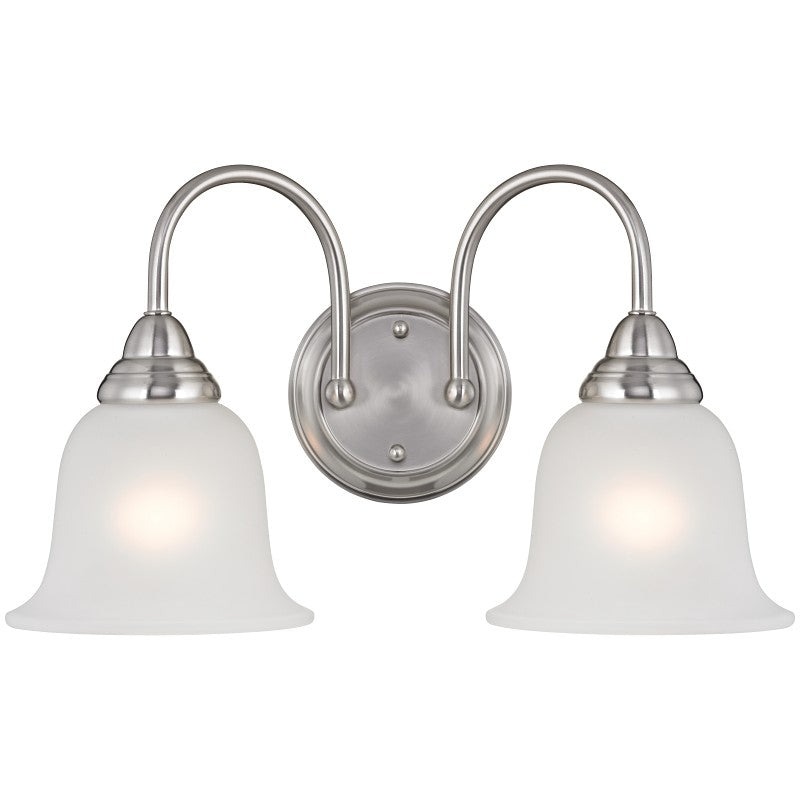 Boston Harbor LYB130928-2VL-BN Wall Sconce, 60 W, 2-Lamp, A19 or CFL Lamp, Steel Fixture, Brushed Nickel Fixture