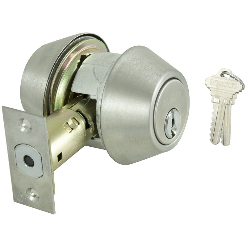 ProSource D762V-PS Deadbolt, 2 Grade, Satin, 2-3/8 to 2-3/4 in Backset, SC1 Keyway, 1-3/8 to 1-3/4 in Thick Door