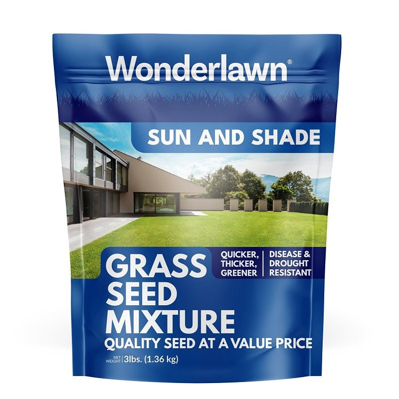 Wonderlawn 12145 Grass Seed, 3 lb Bag, 1000 sq-ft per 8lb Coverage Area