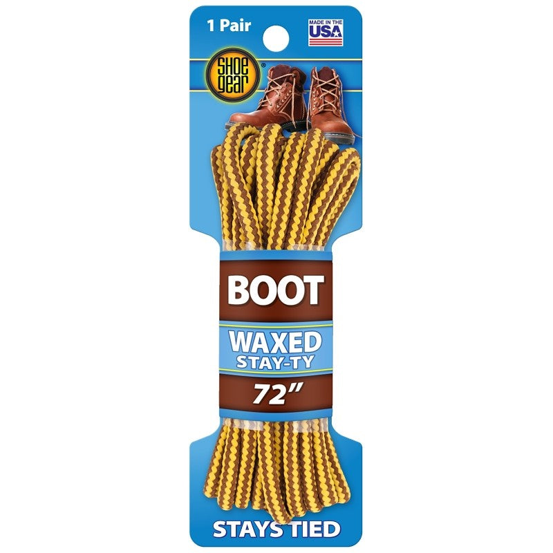 Shoe Gear 1N311-02 Boot Lace, Round, Brown/Gold, 72 in L
