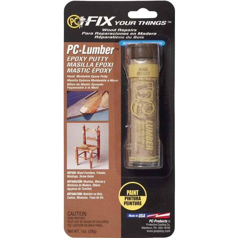 Protective Coating PC-LUMBER 025574 Epoxy Putty, Solid, 1 oz, Cylinder