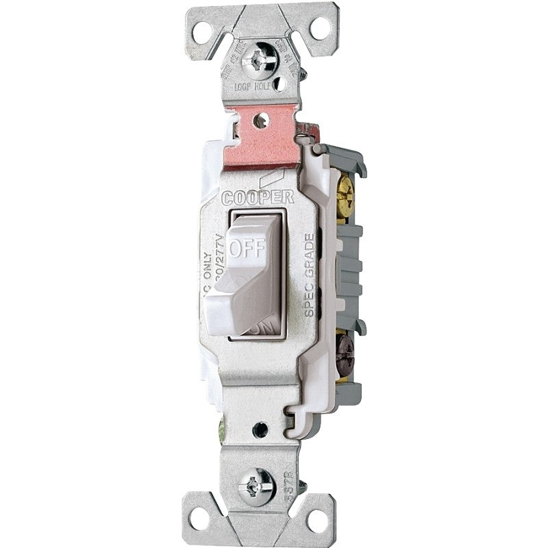 Eaton Wiring Devices CS320W Toggle Switch, 20 A, 120/277 V, 3 -Position, Lead Wire Terminal, Nylon Housing Material