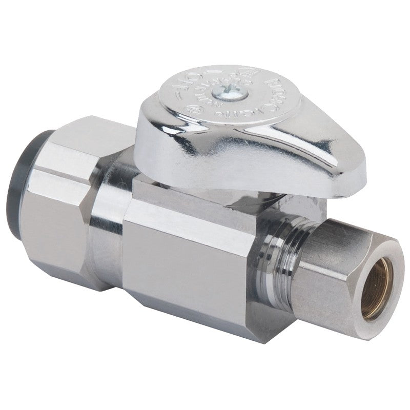BrassCraft G2PS14X CD Stop Valve, 1/2 x 3/8 in Connection, Push-Connect x Compression, 125 psi, Brass Body, 2.45 in L
