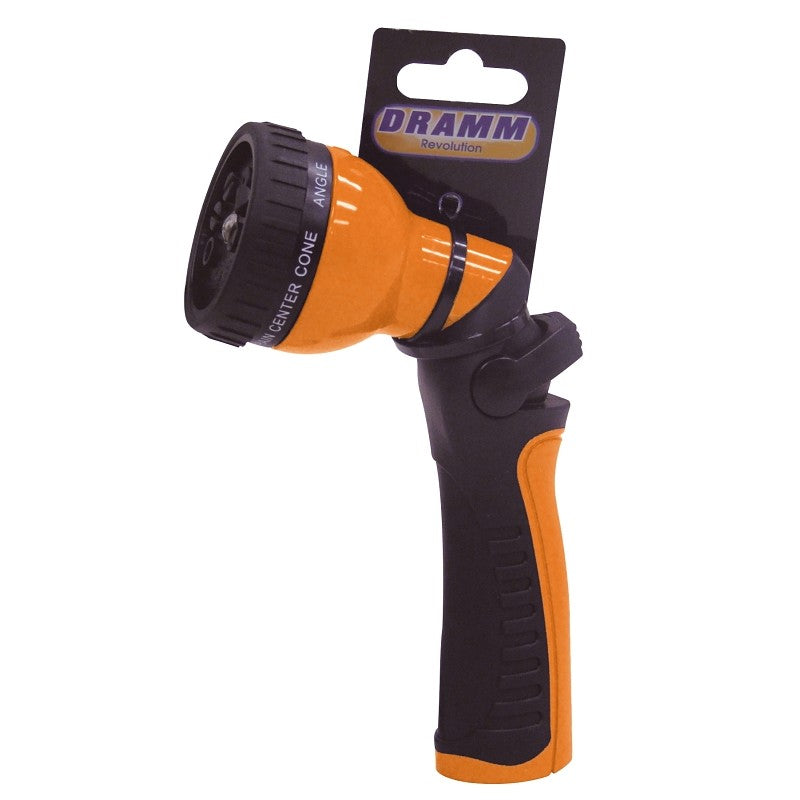 Dramm 24502 9-Pattern Hose Nozzle, TPE/Zinc, Orange