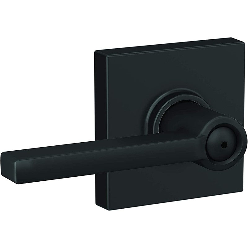 Schlage F Series F40 V LAT 622 COL Privacy Lever, Mechanical Lock, Matte Black, Metal, Residential, 2 Grade, 1/CD