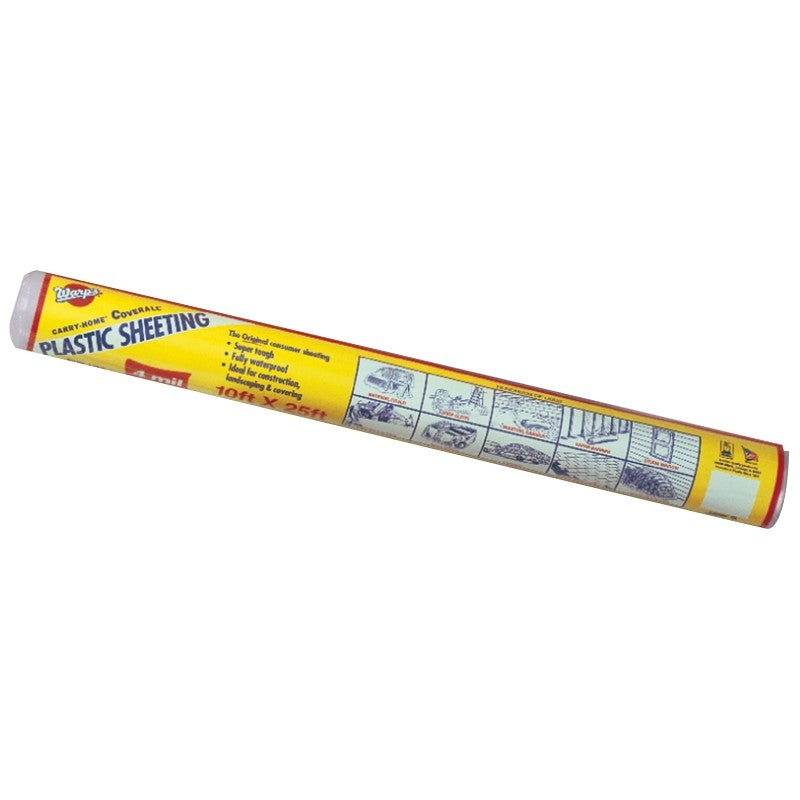 Warp's 12-4CH10B Polyethylene Sheeting, 25 ft L, 10 ft W, Black (Pack of 12)