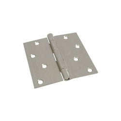 Door Hinges 4 Inch Square Corner Satin Nickel 2 Pack (POS)