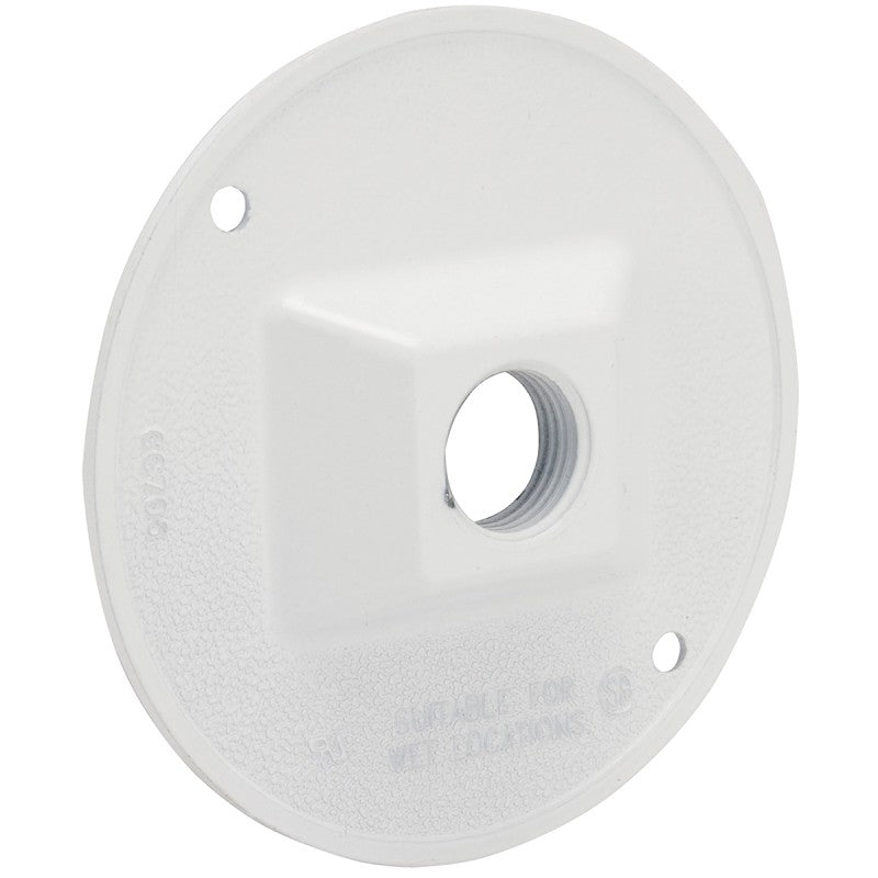 Hubbell 5193-1 Combination Cover, 4-1/8 in Dia, 1.094 in L, 4-1/8 in W, Round, Metal, Gray, Powder-Coated