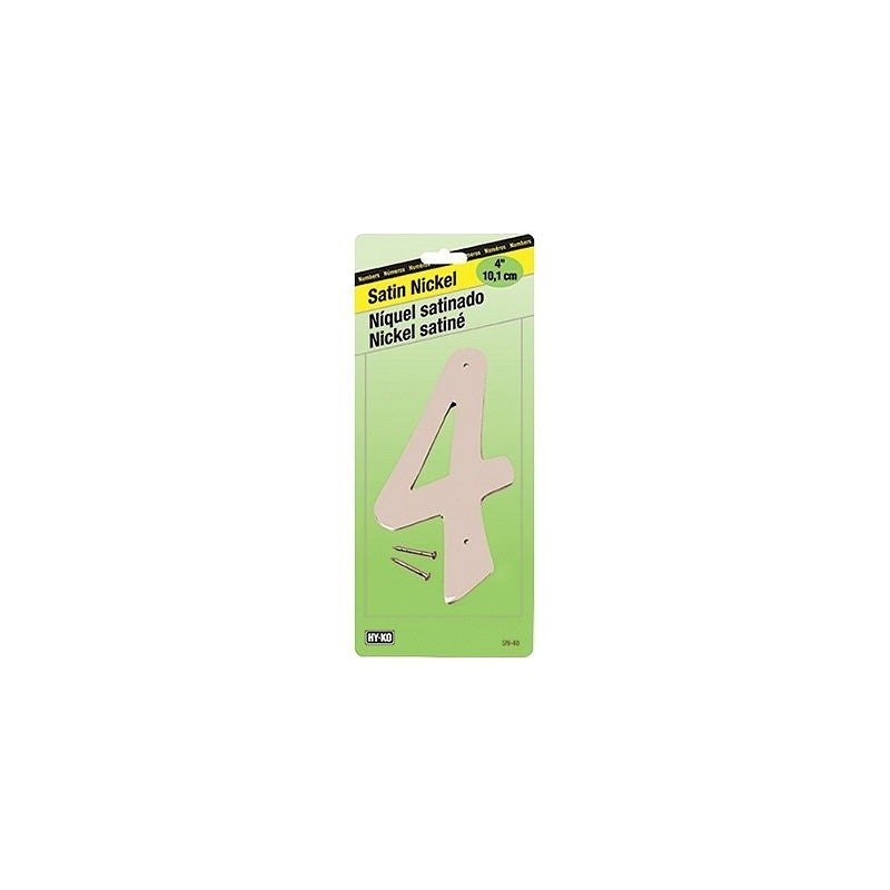 HY-KO SN-40/4 House Number, Character: 4, 4 in H Character, Nickel Character, Zinc (Pack of 10)