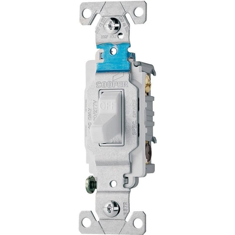 Eaton Wiring Devices CS315W Series Toggle Switch, White, 15 A, 120/277 V, 3-Position, Screw Terminal
