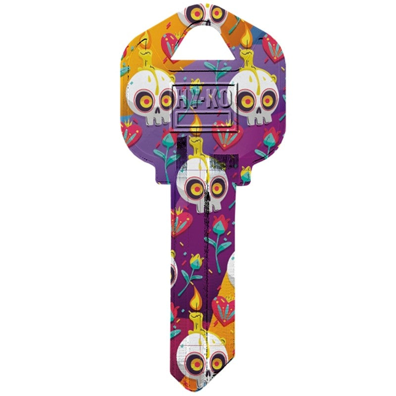 Hy-Ko 16010KW1-24 Key Blank, Skulls, Brass, Nickel, For: Kwikset KW1 Keyways, KW1-24 Key Number (Pack of 10)