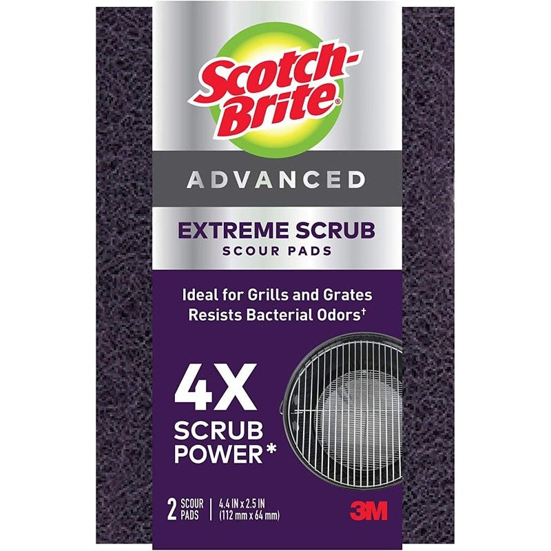 Scotch-Brite 77222-R Extreme Scrub Scour Pad, 4.4 in L, 2-1/2 in W, Purple