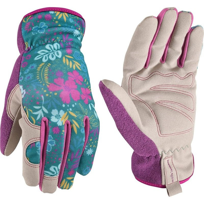 Wells Lamont 7753-M Gloves, High-Dexterity, Slip-On, Women's, M, Elastic Cuff, Leather/Spandex/Terry cloth, Multi-Color