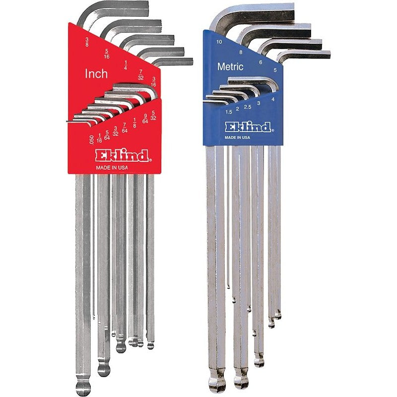 Eklind 17322 Ball End Hex Key Set, 22-Piece, Steel, Nickel-Plated