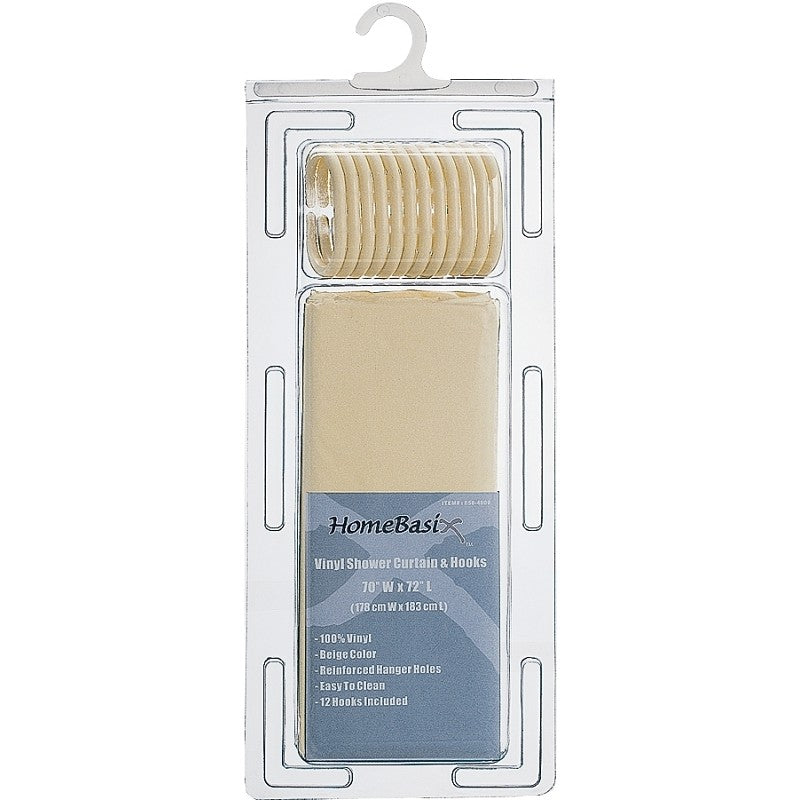 Simple Spaces SD-626BG-3L Shower Curtain, PVC/Vinyl, Beige, Beige
