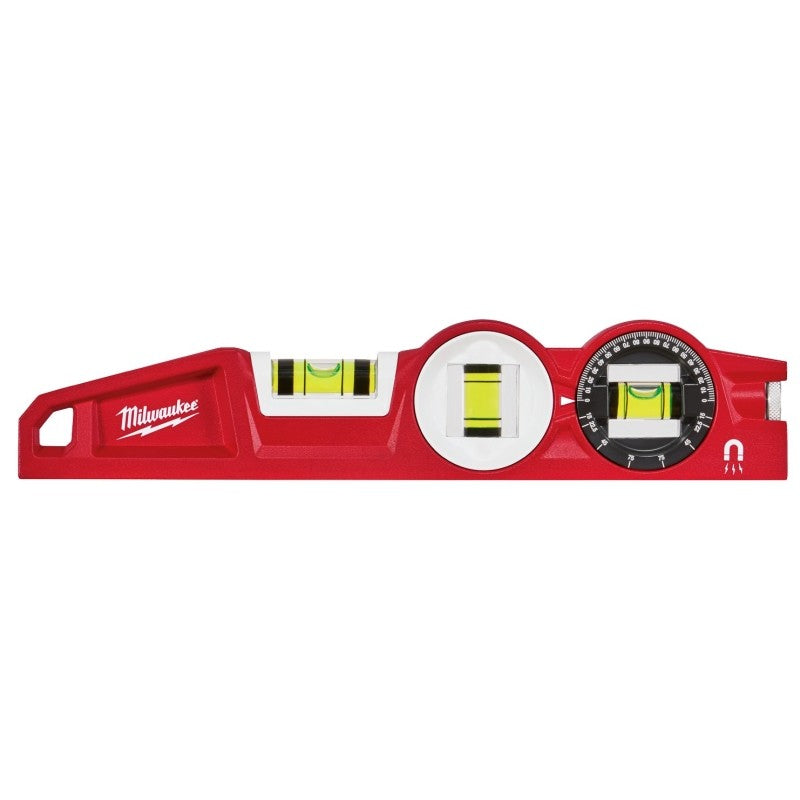 Milwaukee 48-22-5210 Torpedo Level, 10 in L, 3-Vial, Magnetic, Aluminum, Red