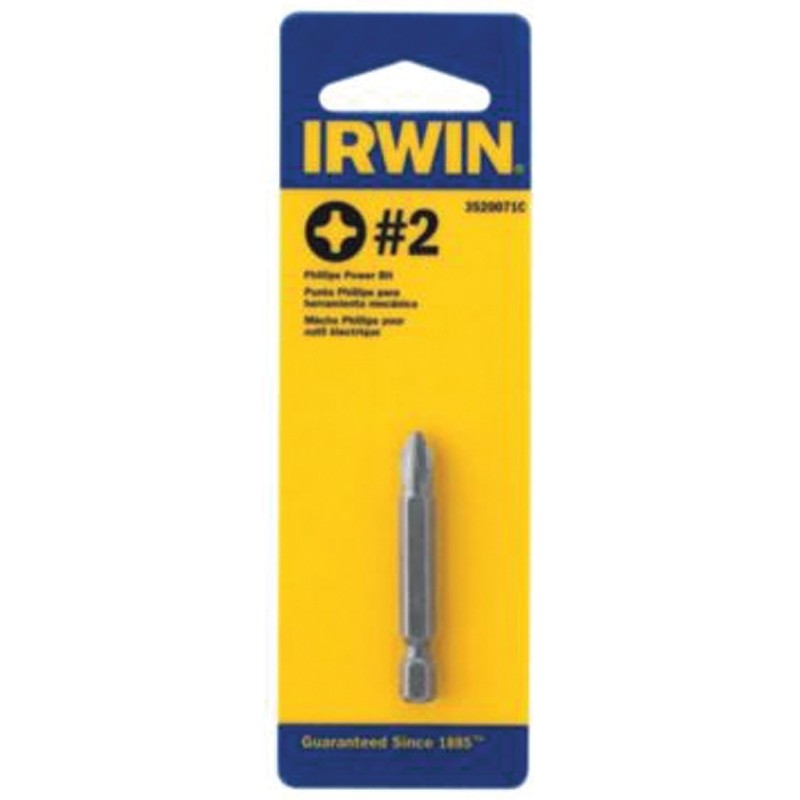 Irwin 3520671C Power Bit, #2 Drive, Phillips Drive, 1/4 in Shank, Hex Shank, 6 in L, S2 Steel