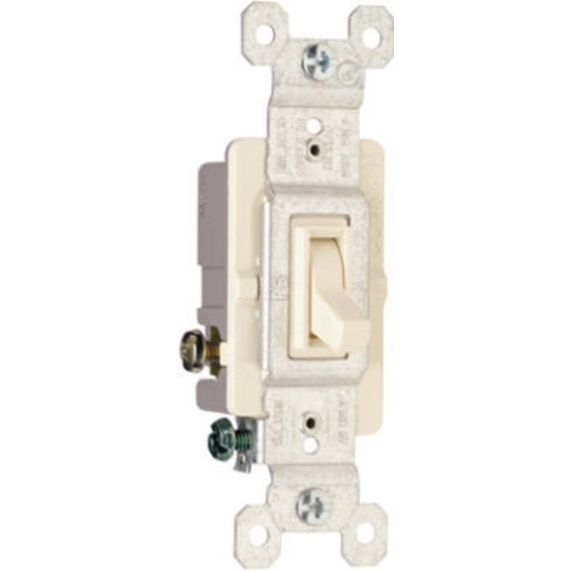 Pass & Seymour 663LAGTU Toggle Switch, 15 A, 120 VAC, 3-Position, Side Wire Terminal, Light Almond