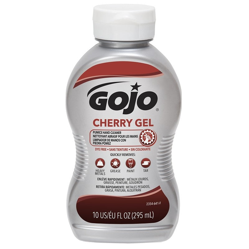 Gojo 2354-08 Hand Cleaner, Gel, Red, Cherry, 10 oz, Squeeze Bottle (Pack of 8)