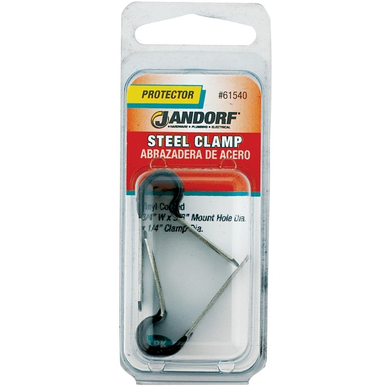 Jandorf 61540 Loom Clamp, 1/4 in Max Bundle Dia, 3/4 in W, Steel/Vinyl, Black