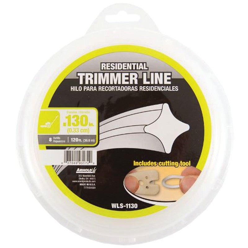 Arnold WLS-1130 Trimmer Line, 0.13 in Dia, 120 ft L, Nylon