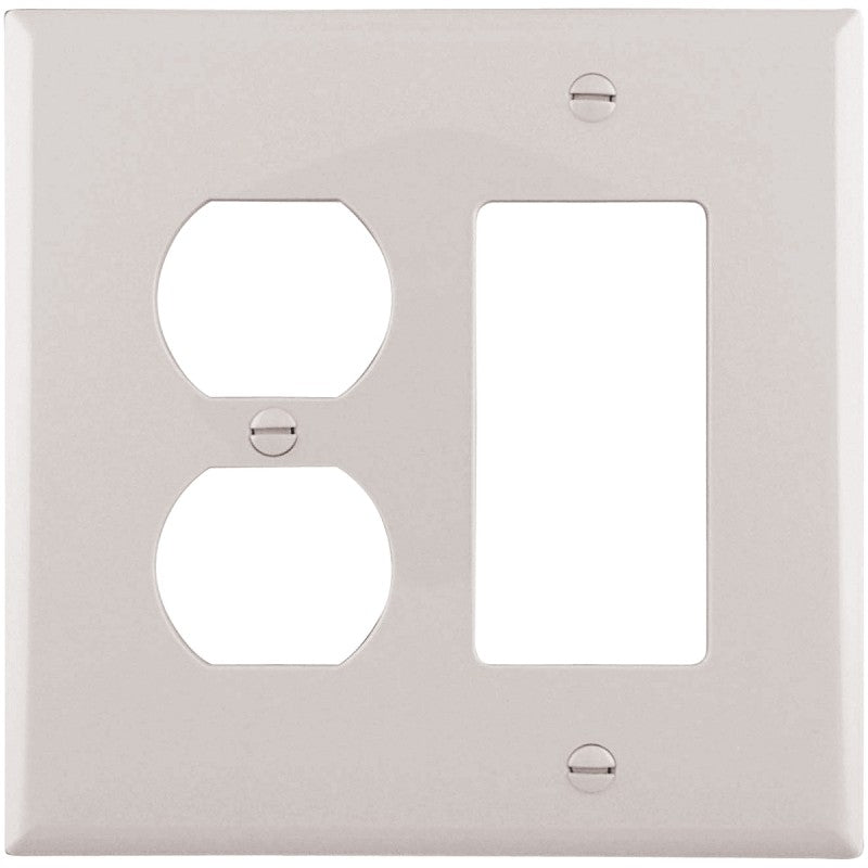 Eaton Wiring Devices PJ826W Combination Wallplate, 4-7/8 in L, 4-15/16 in W, Mid, 2-Gang, Polycarbonate, White (Pack of 20)