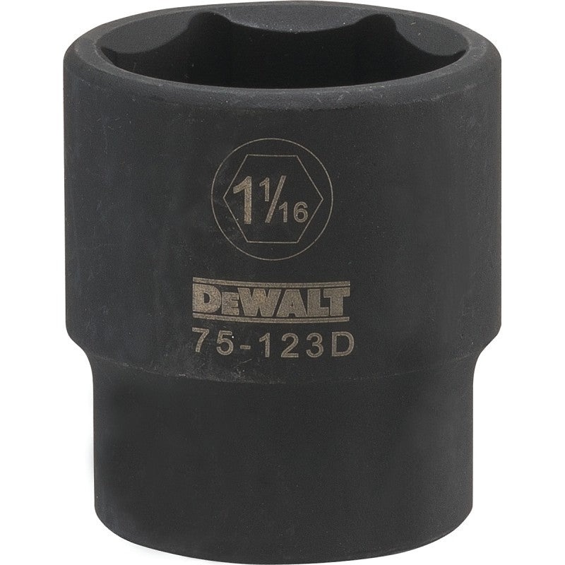 DEWALT DWMT75123OSP Deep Impact Socket, 1-1/16 in Socket, 1/2 in Drive, 6-Point, Vanadium Steel, Chrome Plated