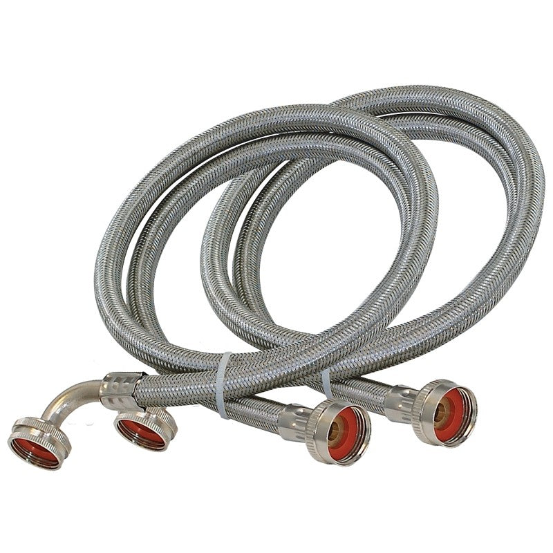 Eastman 48378 Washing Machine Discharge Hose, 3/4 in ID, 6 ft L, FHT x FHT, Stainless Steel