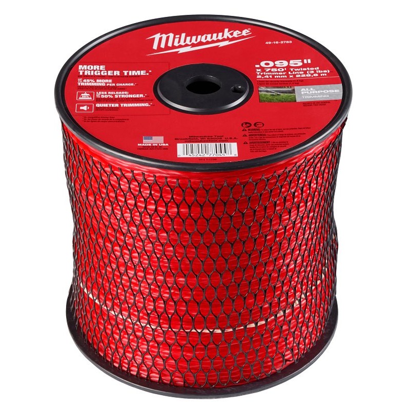 Milwaukee 49-16-2783 Trimmer Line Spool, 0.09 in Dia, 750 ft L, Polymer, Red