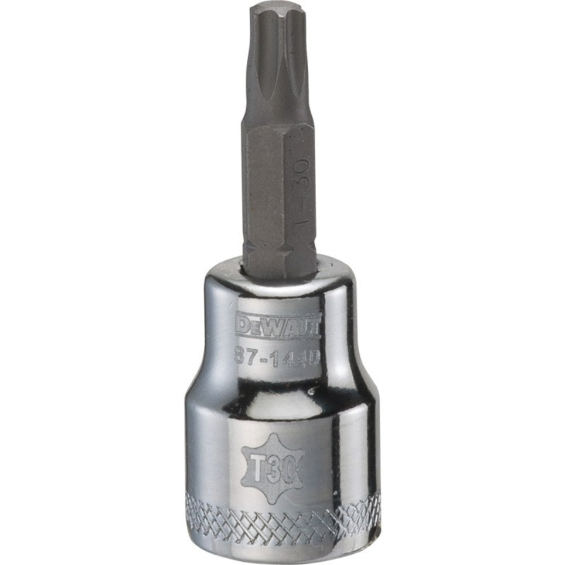 DEWALT DWMT87144OSP Torx Bit Socket, T30 Tip, 3/8 in Drive, Polished Chrome Vanadium