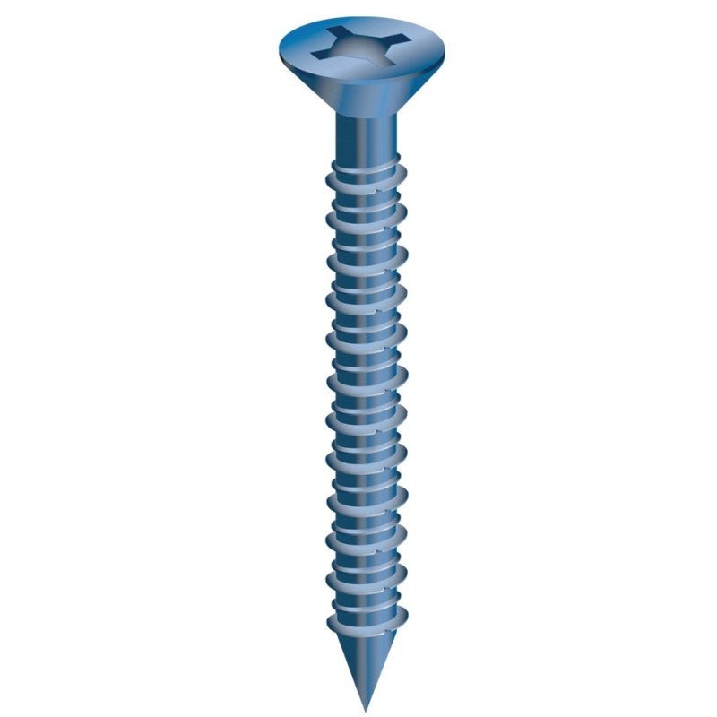 Cobra Anchors 630W Screw, 1/4 in Thread, 1-1/4 in L, Flat Head, Phillips, Robertson Drive, Steel, 10/PK
