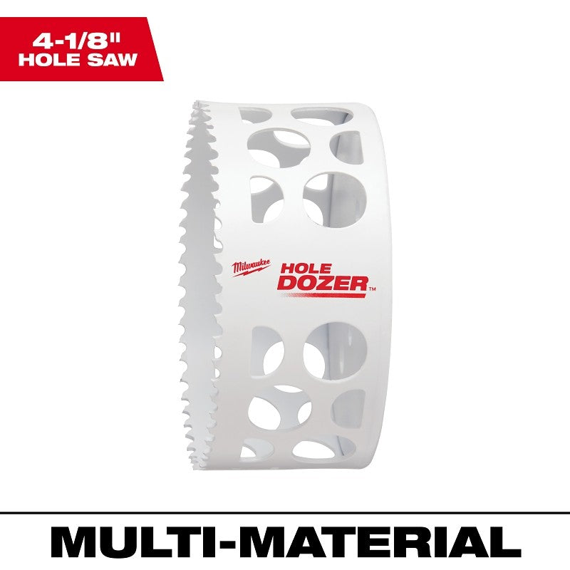 Milwaukee 49-56-9646 Hole Saw, 4-1/8 in Dia, 1-5/8 in D Cutting, 1/2-20 Arbor, 4, 5 TPI, Bi-Metal Cutting Edge