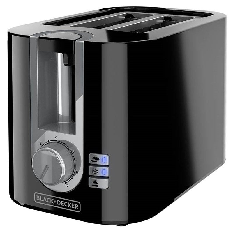 Black+Decker TR0025B Toaster, 850 W, 2 -Slice, 6, Knob Control, Aluminum/Plastic, Black (Pack of 2)