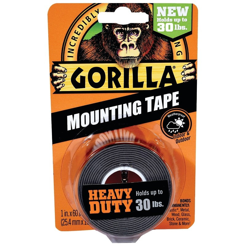 Gorilla 6055002 Mounting Tape, 60 in L, 1 in W, Black