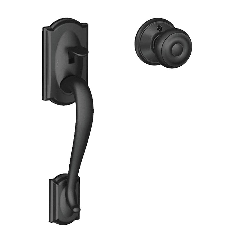 Schlage FE285CAM622GEO Combination Lockset, Mechanical Lock, Grip with Knob Handle, Round Design, Matte Black, 1 Grade