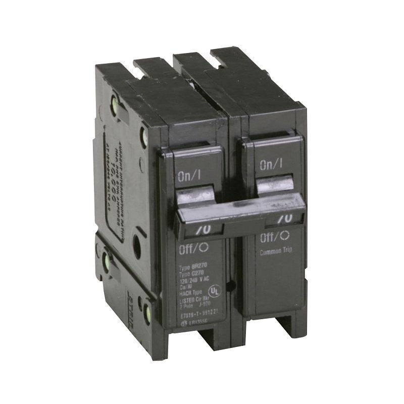 Cutler-Hammer BR270 Circuit Breaker, Mini, Type BR, 70 A, 2 -Pole, 120/240 V, Plug Mounting