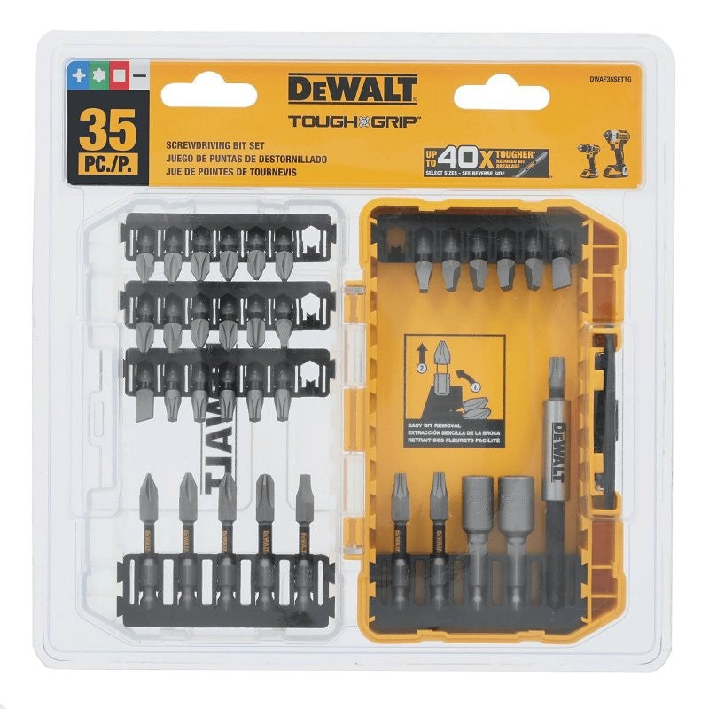DEWALT TOUGHGRIP DWAF35SETTG Screwdriver Bit Set, 35-Piece, Steel