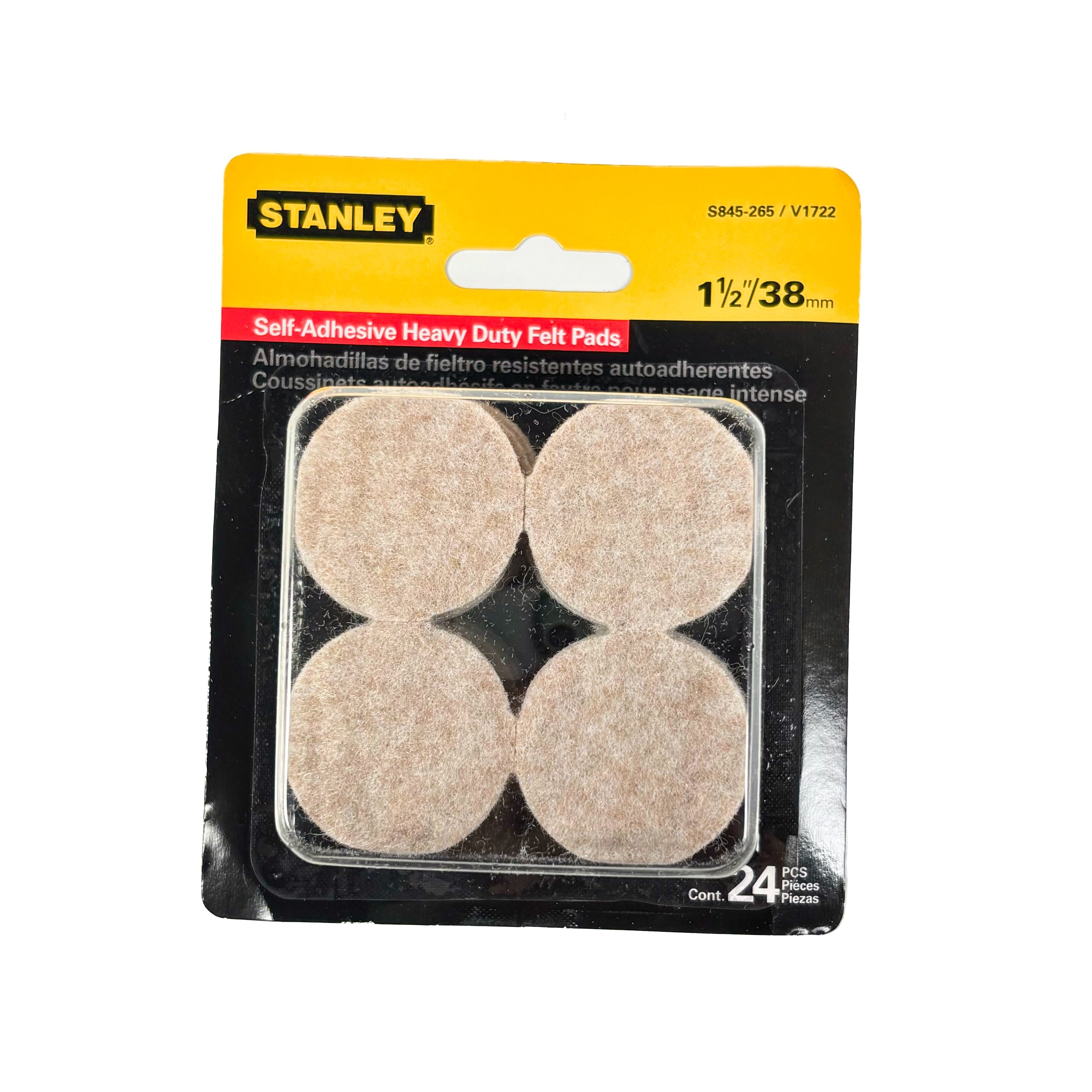 Heavy Duty Self Adhesive Felt Pads 1-1/2 Inch Round Oatmeal 24 Pack