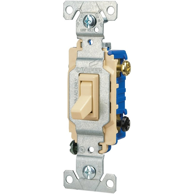 Eaton Wiring Devices C1303-7LTV-L Series Toggle Switch, Ivory, 15 A, 120 V, Cam Actuator, Polycarbonate Housing Material