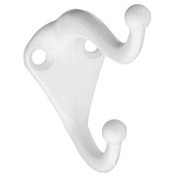 Ball End Coat And Hat Hooks White 2 Pack