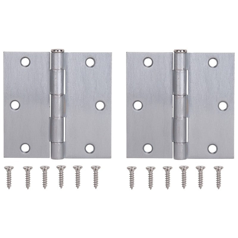ProSource BH-202SC-PS Square Corner Door Hinge, Steel, Satin Chrome, Loose Pin, 180 deg Range of Motion