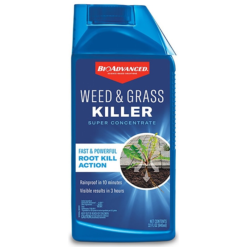 BioAdvanced 704195A Super Concentrated Weed and Grass Killer, Liquid, Blue, 32 oz Bottle