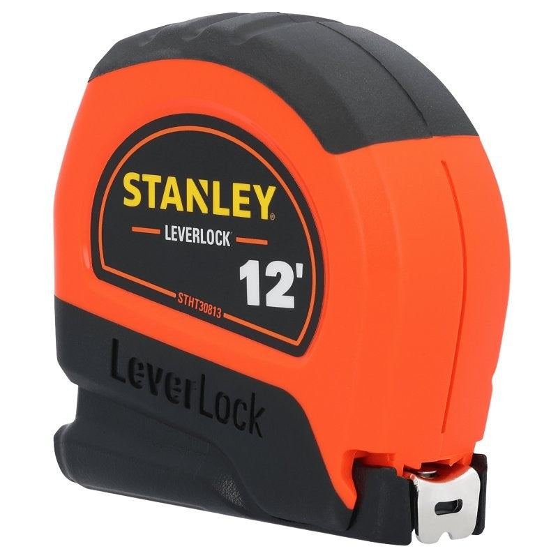 STANLEY LEVERLOCK STHT30813S Tape Measure, 12 ft L Blade, 1/2 in W Blade, Polymer Blade, ABS Case